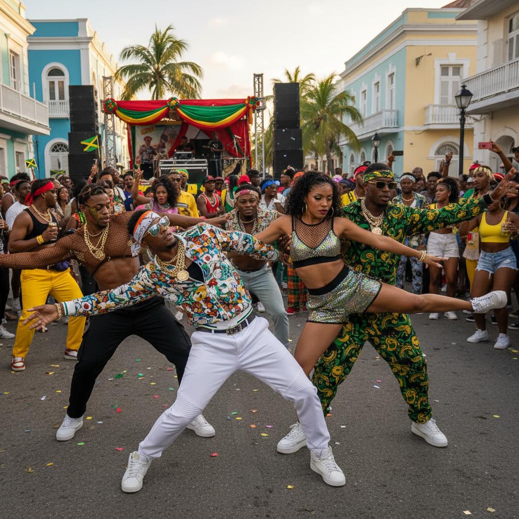 Ragazzi e ragazze che ballano dancehall